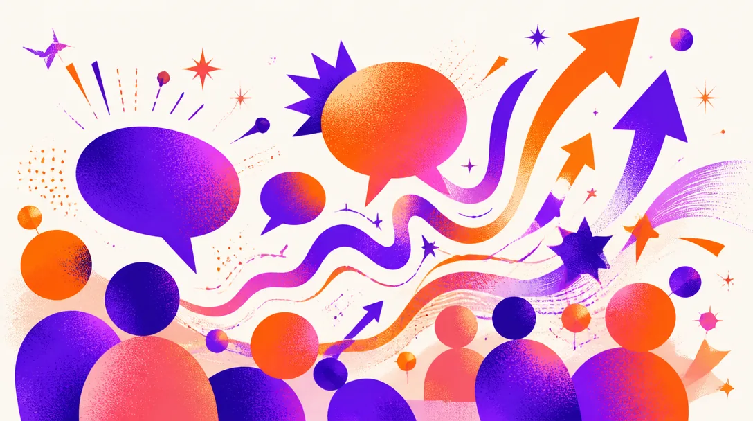 Abstrakt gradientkonst i violett och orange som fångar internetkulturens energi